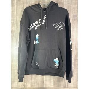 Smurfs Hoodie Black Front Hit Back Hit Sleeve Hit Size XL